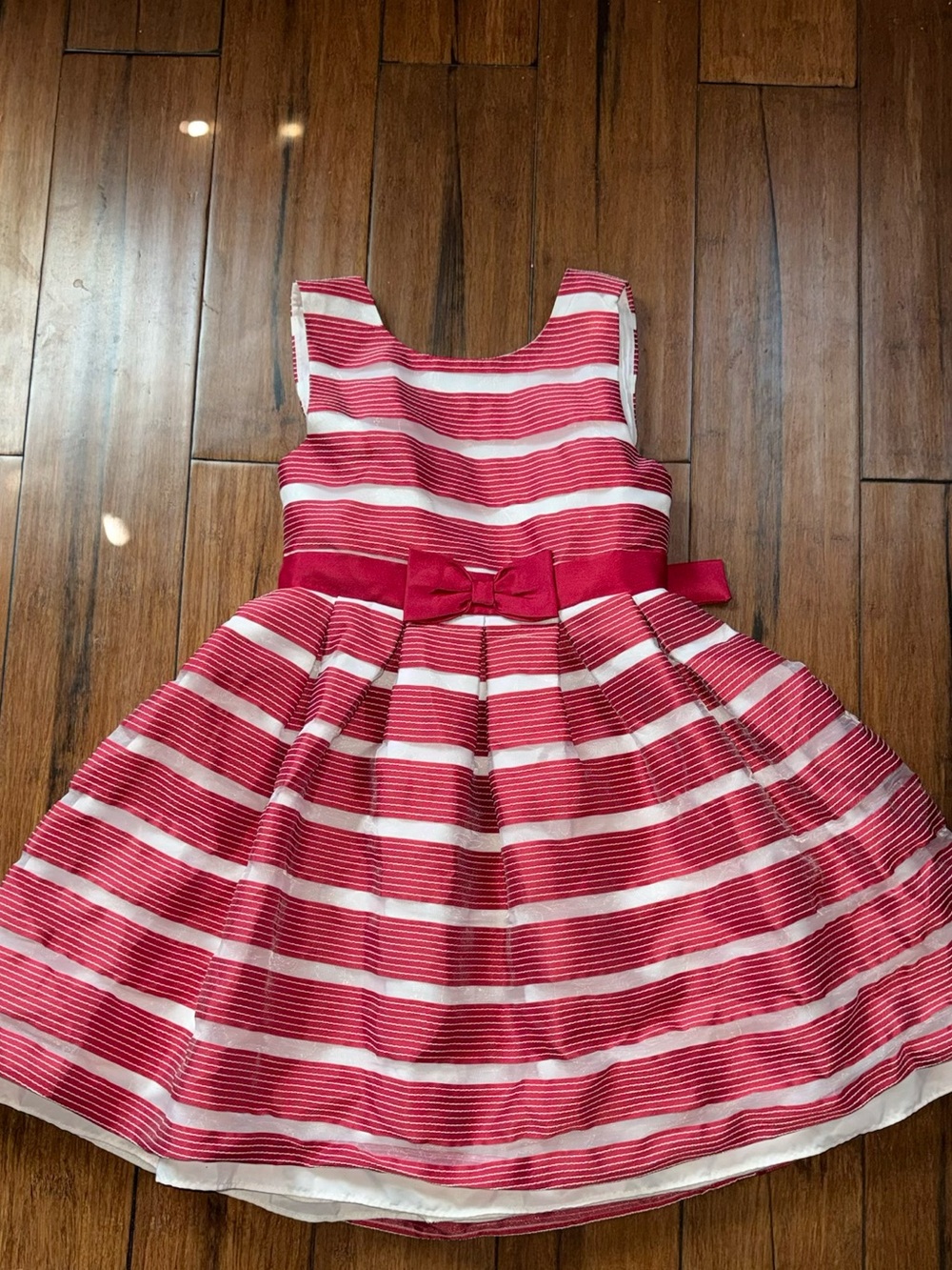 Jona Michelle Red and White Striped Party Dress with Waist Bow